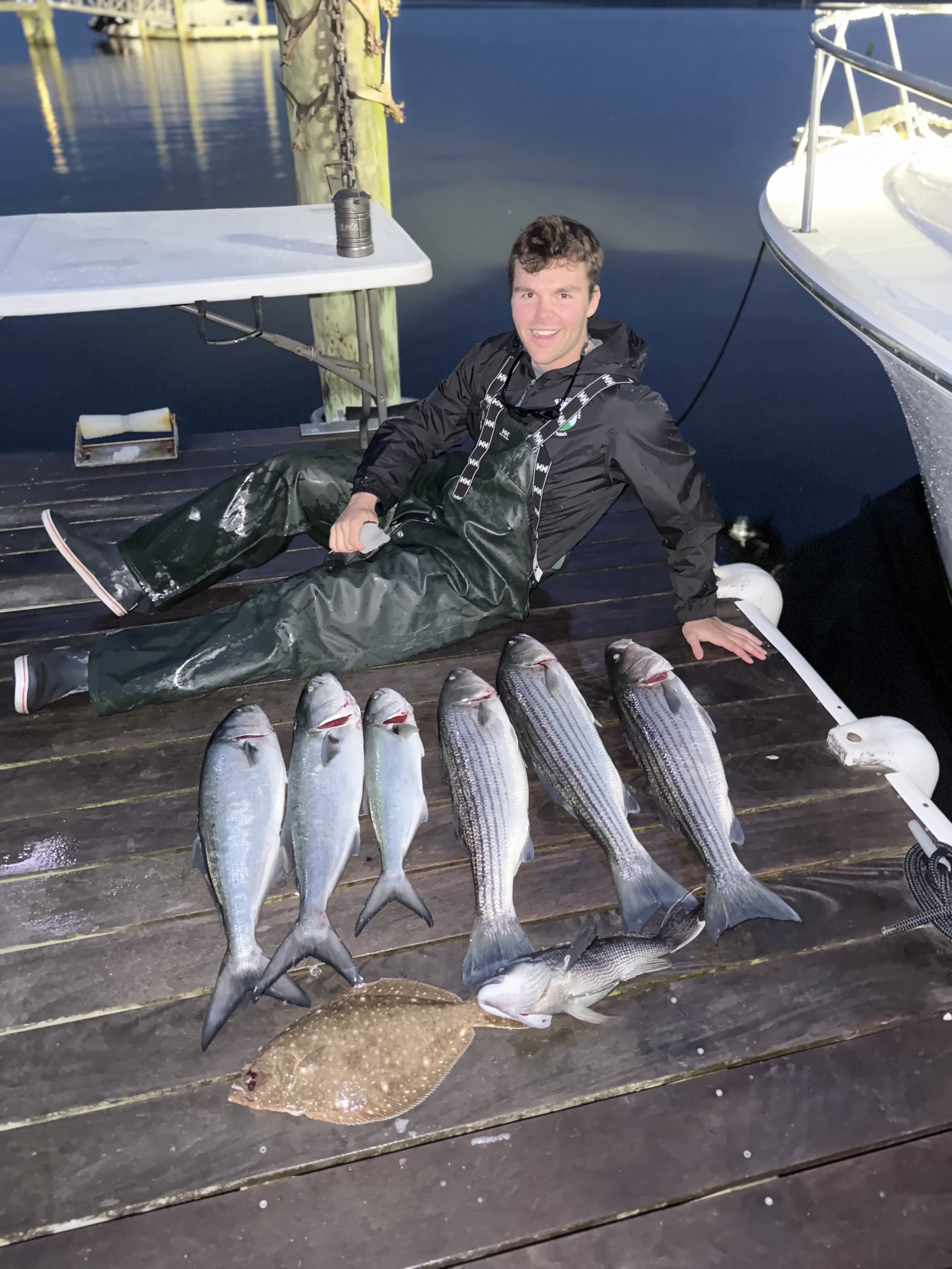 Anglers on the boat with a fresh catch off Block Island